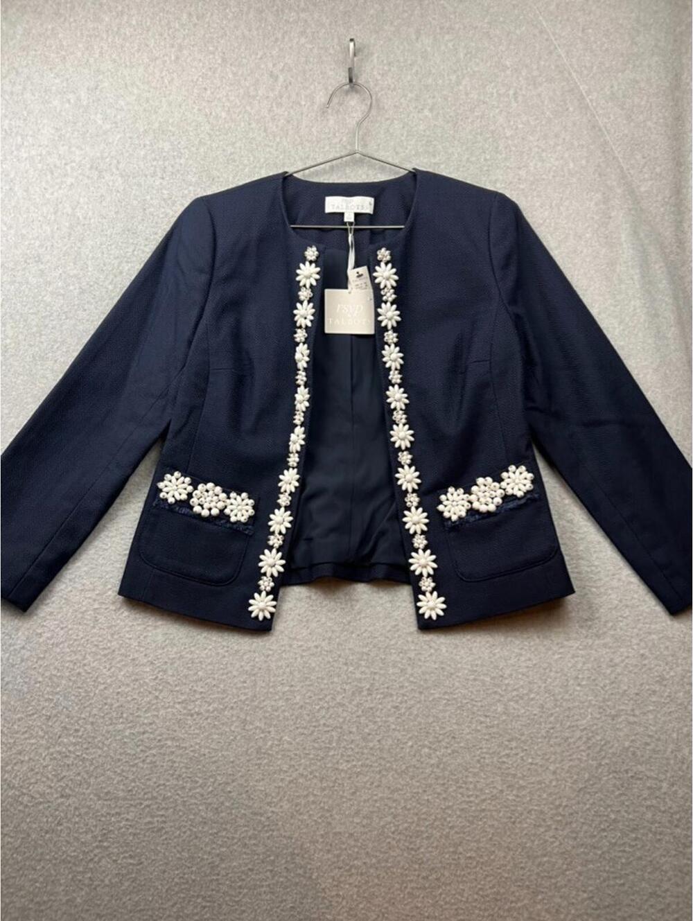 RSVP by Talbots Womens Blazer Size 2 Career Office Classy Beaded Flowers New